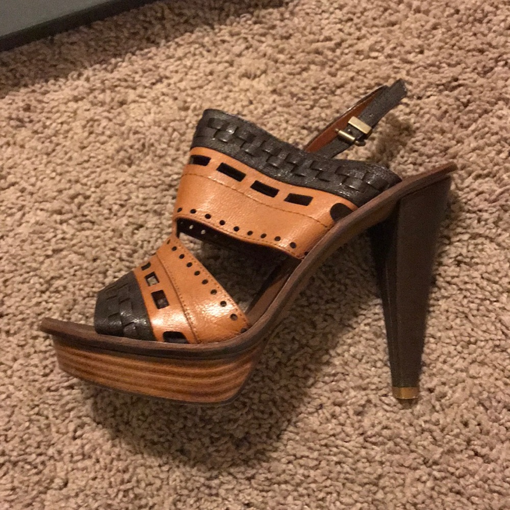 7 For All Mankind brown and tan platform sandal - Picture 2 of 5